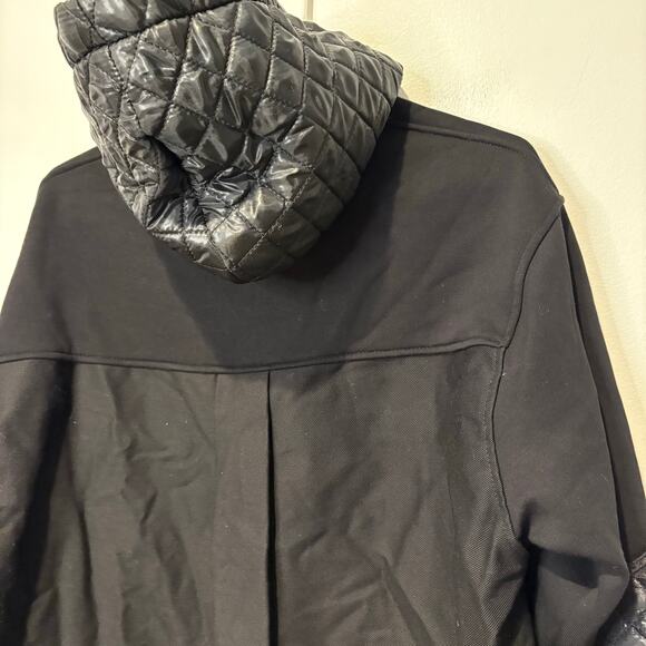 Zara Combination Quilted Hoodie Black Mixed Materials Small Grunge Punk Emo - Picture 3 of 6